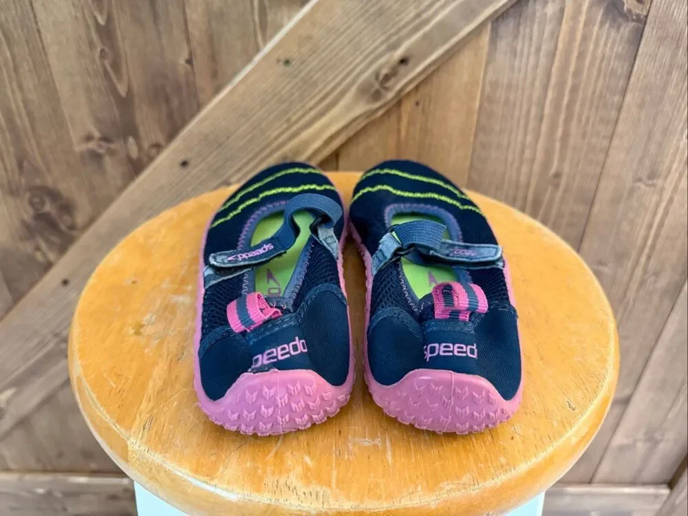 Speedo Kids Water Shoes Navy Pink Neon Yellow Size Medium